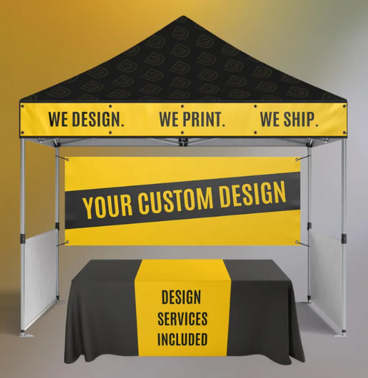 Custom Tent Banner & Table Runner Set – Vendor Canopy Display for Trade Shows, Pop-Up Shops, and Outdoor Events
