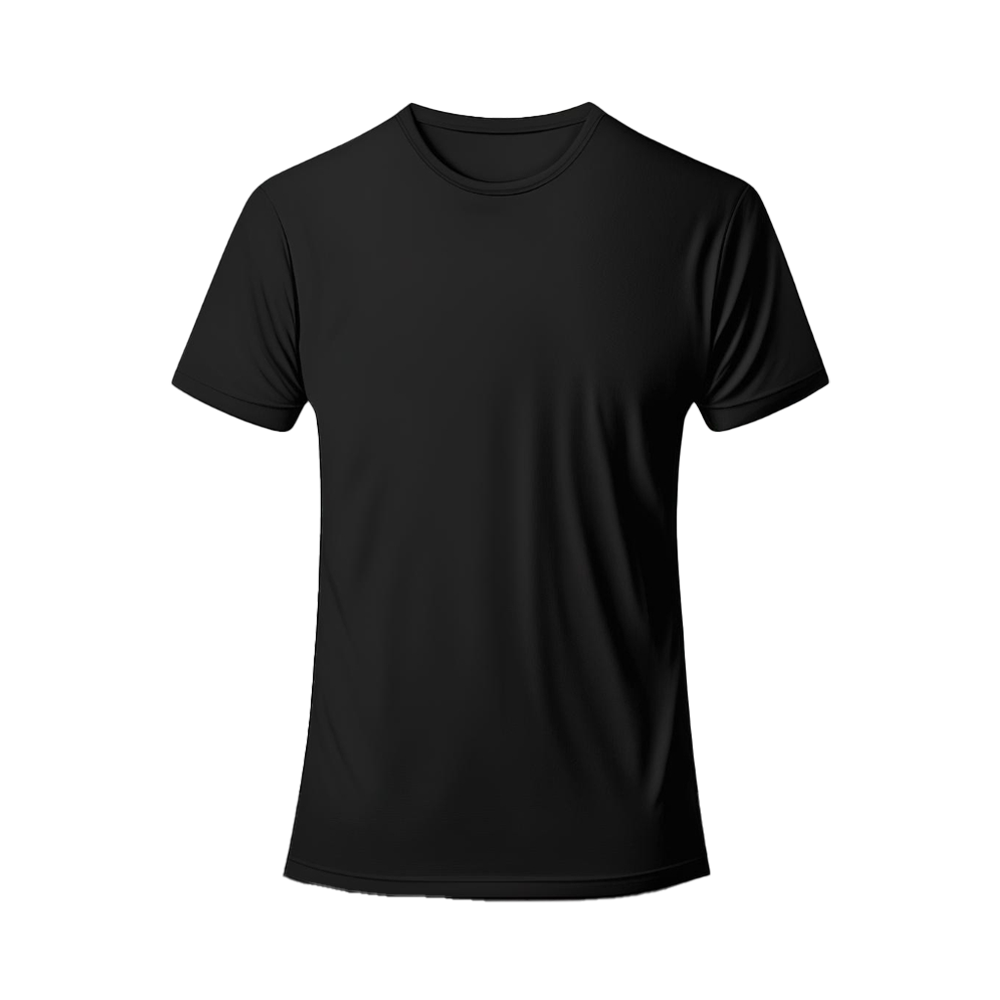 Black t-shirt on a white background