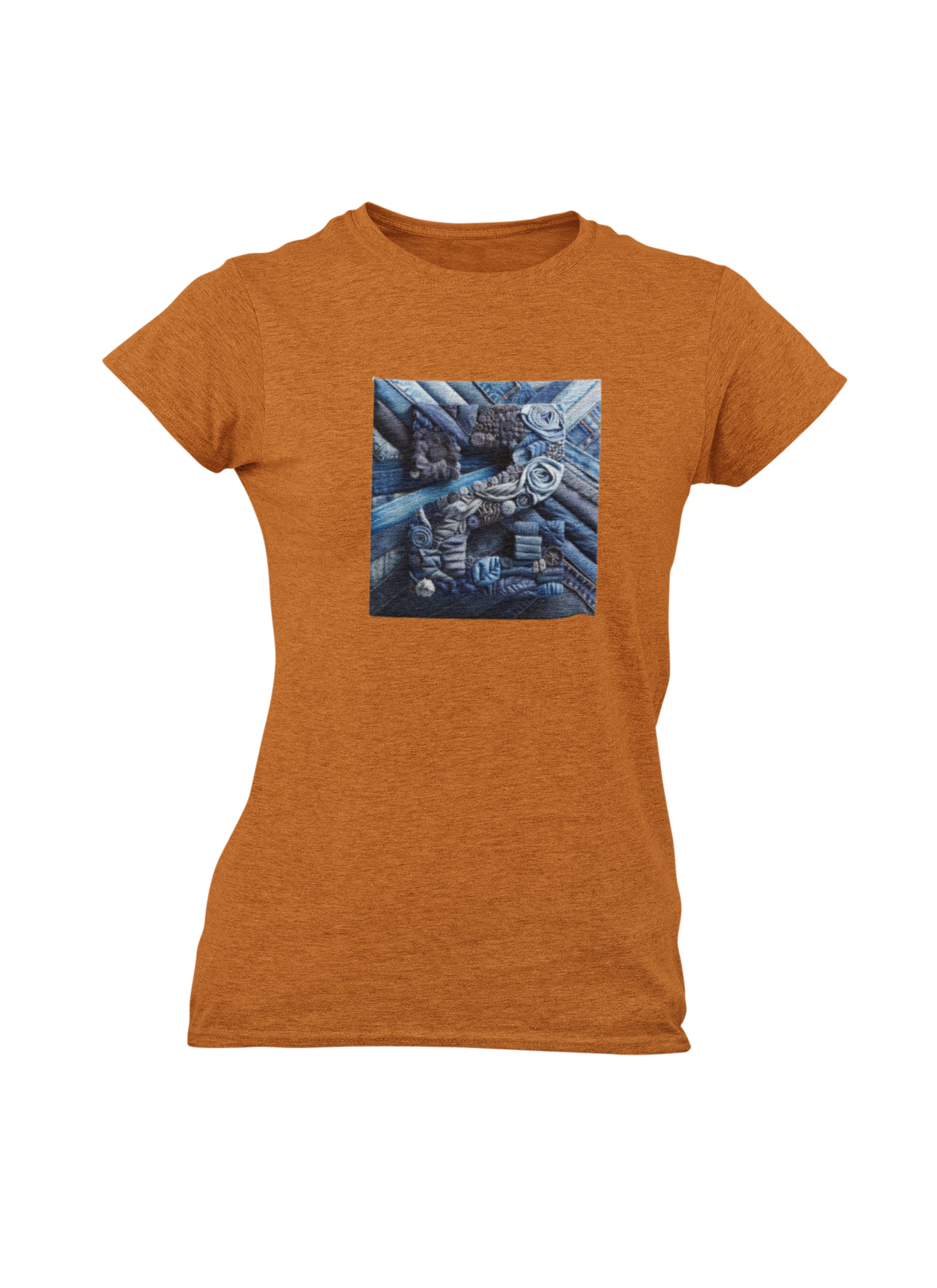 Brownish t-shirt with a graphic of a robot on a white background