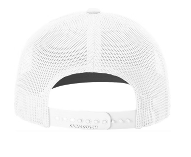 White mesh cap with black interior on a white background
